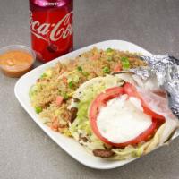 Gyro With Fried Rice Special · Gyro with fried rice and drink.
