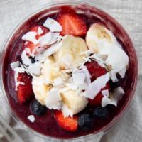 Berry Bowl · Acai, blueberry, banana, strawberry, coconut water or almond milk, topped with hemp seeds, c...