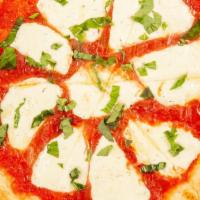 Freschezza · Tomato sauce, fresh mozzarella cheese, fresh basil and e.v.o.o.