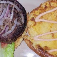 Beyond Burger + Fries · Grilled Plant Based Burger topped with Grilled Red Onions, Lettuce, Tomato served on a Toast...