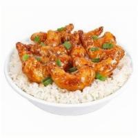Firecracker Shrimp · Crispy shrimp, tossed in a sweet and spicy Firecracker sauce. Topped with scallions.