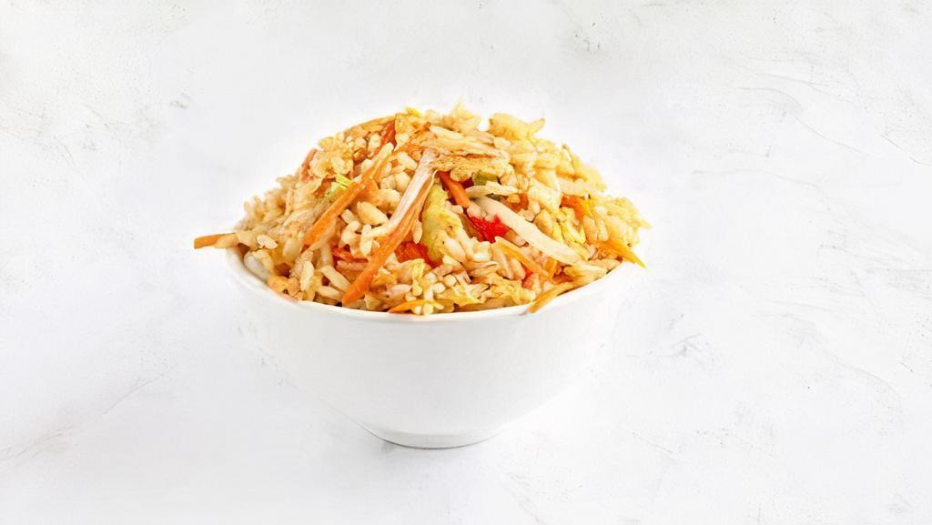 Fried Rice · Scallions, egg, red bell peppers, bean sprouts, carrots tossed in a savory soy sauce.