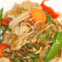 Pad Woon Sen · bean thread noodles stir fried with bean sprout, onions, bell peppers, snow peas, carrots in...