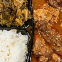Brown Stew Chicken · pan-seared chicken slow cooked in brown gravy