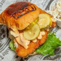 Spicy Chicken Sandwich · Fried Chicken Breast with lettuce, tomato, topped with sweet & spicy pickles and chipotle ma...