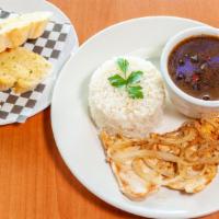 P25 - Rice And Beans With Grilled Meat · White Rice and Black Beans with Grilled Steak or Grilled Chicken
