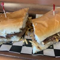 2 - Pan Con Bistec · Cuban Bread Toasted with Steak, Onion, Potato Sticks, and Mayo