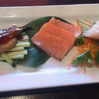 Sashimi Trio ( 6 Pcs) · 2 pcs each of tuna sashimi, salmon sashimi, yellowtail sashimi

May contain raw or undercook...