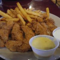 Chicken Tender Platter · Favorite. Hand breaded tenders served with a side of French fries and homemade honey mustard...