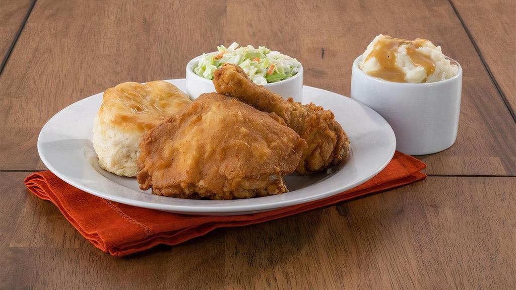2 Piece Classic Meal · Includes 2 Sides and a Biscuit.