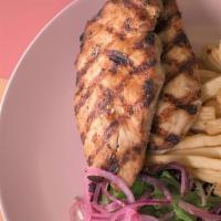 Chicken Box · Two pieces of herbed chicken breast grilled to perfection, served with french fries and hous...