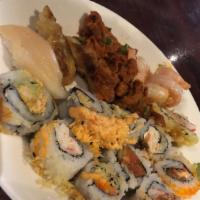 Sushi Regular · Six pieces of sushi, eight pieces of California roll or spicy tuna roll.