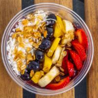 Acai Bowls · Acai, strawberry, banana, water coconut, sesion fruit (strawberry, blueberries, banana), gra...