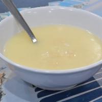 Avgolemono Soup · Traditional Greek chicken soup made with lemon, rice, and egg.