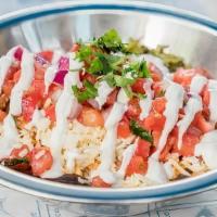 Burrito Bowl  · Rice, beans, pico de gallo, queso and crema. Protein of choice.