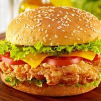 Crispy Chicken Sandwich · Lettuce, tomatoes, and cheese. Served with a side
