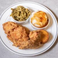 1/4 White Crispy Grilled Chicken · Grilled Breast & Wing served with 2 sides & cornbread