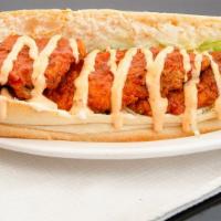 Buffalo Spicy Chicken · Our famous spicy chicken sub coated in buffalo sauce for an added spiciness.