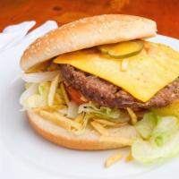 Cheeseburger With Fries & Soda Combo · American cheese, pickles, onion, tomato, Lettuce, potato sticks, Mayonnaise and mustard with...