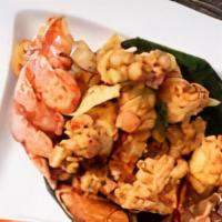 Kung Yak Thod · Crispy coldwater lobster tail served with three dipping sauces