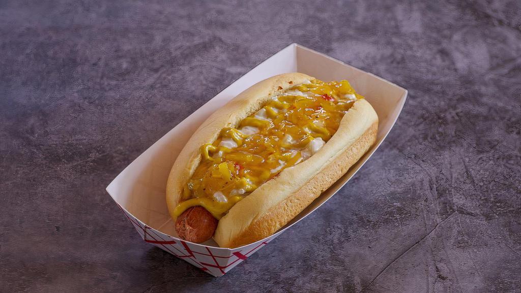 Southern Slaw Dog · Chili, cheese, coleslaw, chow chow, and mustard.
