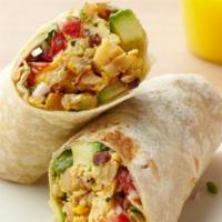 The Spanish Wrap · Spicy.  A classic!  Packed with scrambled eggs, Spanish chorizo, jalapeños, Hass avocado and...