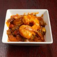 Camarones · Shrimp.
-this dish comes with white rice and beans or peas and rice (no substitution)
-este ...