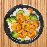 Shrimp · Comes with sautéed vegetables: onions, broccoli, carrots, zucchini and steamed rice. Topped ...