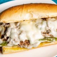 6Inch Ultimate Steak Hoagie · sliced steak with sautéed peppers, onions  and topped with melted provolone cheese