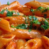 Penne A La Vodka · Penne with Vodka sauce, served with garlic knots and a small Caesar salad. If you want, you ...