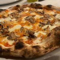 Funghi Misti · Fresh mozzarella  mushrooms ,parmesan cheese ,  tomato sauce