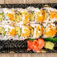 California Roll · Masago, crabmeat, avocado, and cucumber. Raw / under cooked advisory: the consumption of raw...