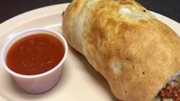 Stromboli · Sausage, mushrooms, pepperoni, and Mozzarella all wrapped in pizza dough and baked to perfec...