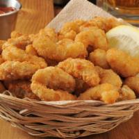 Fried Shrimp Basket · 8 pieces of Delicious, Fried Shrimp served with customer's choice of sauce with a basket of ...