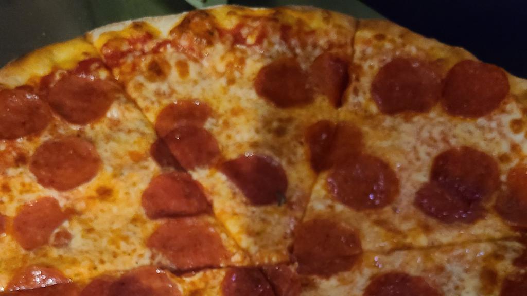 Pepperoni Pizza (X-Large 18'' - 8 Slices) · Pepperoni, mozzarella cheese, and tomato sauce.