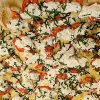 3G Pizza (X-Large 18'' - 8 Slices) · Fresh tomatoes, ricotta cheese, mozzarella cheese, basil, and garlic.