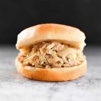 Kids Pulled Chicken · Smoked chicken, pulled from the bone, mixed with scratch-made 'Bama sauce, and served with o...