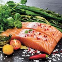 Bakkafrost Salmon · Served with lemon butter sauce and choice of side