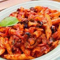 Penne Arrabbiata · Homemade penne pasta hot tomato sauce