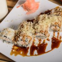 Super Crunch Roll · Hibachi Express favorite: Shrimp tempura, cucumber, avocado, tempura crunch and eel sauce.