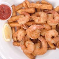 Fried Gulf Shrimp Basket · Served with seasoned French fries.