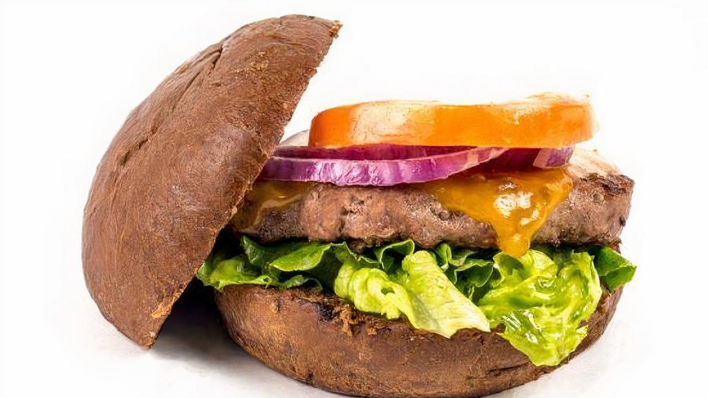 Cheese Burger · Seasoned patty on a whole wheat bun includes mayo, lettuce, tomato, red onion and pickles