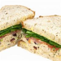 Chicken Salad Cold Sandwich · Chicken salad made with grilled chicken breast, red grapes, celery, dried cranberries, and r...