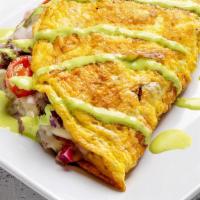 Omelette · Served with three toppings of your choice.