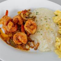 Grill Jumbo Shrimp With Grits & Eggs · 