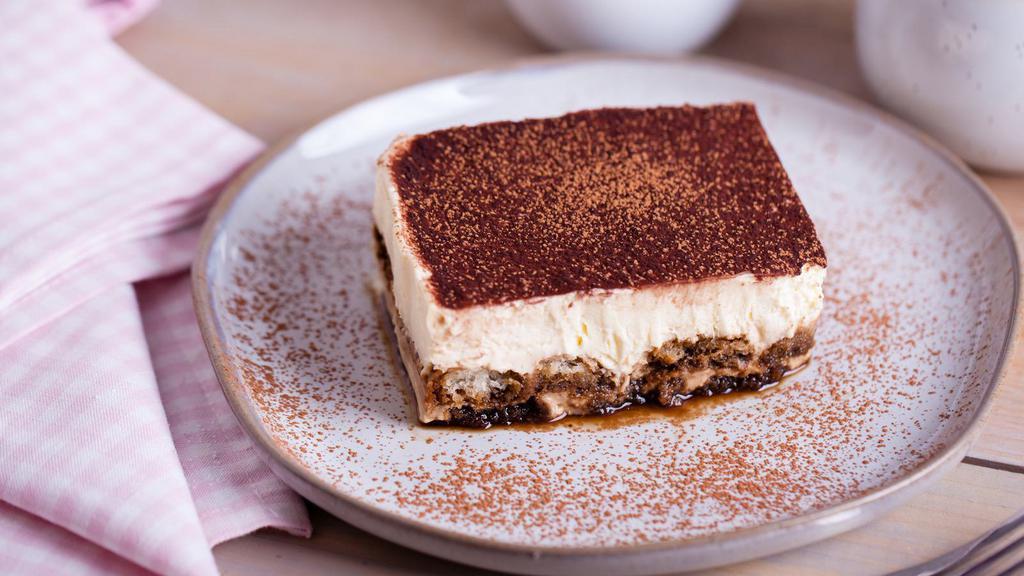 Tiramisu Slice · Elegant and rich layered Italian dessert.