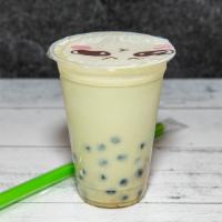 Green Tea Milk (24 Oz) · Milky Green Tea with your choice of Brown sugar Boba or Bursting Bubbles.