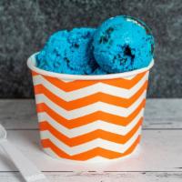 “C” Is For Cookie (Quart) · Vibrant blue Vanilla ice cream loaded with cookie dough pieces and crushed cookies.