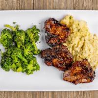 Lamb Loins · 3 lamb chops with mashed potatoes and choice of one side