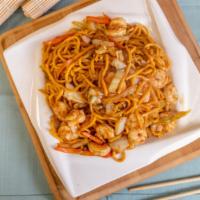 Shrimp Lo Mein · Soft noodles.